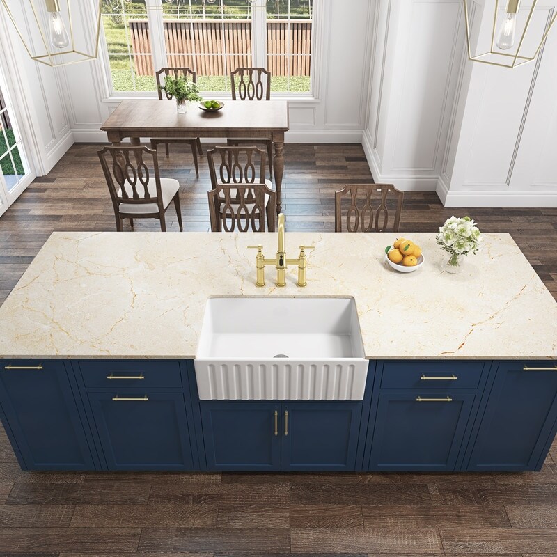 AOOLIVE White Farmhouse Sink, Fireclay Porcelain Kitchen Sink