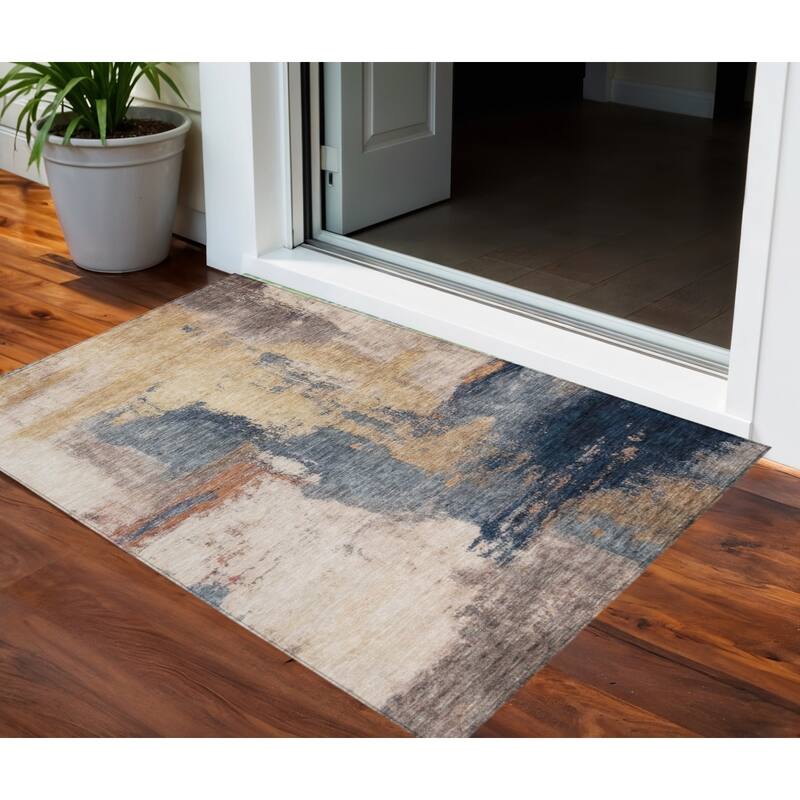 HomeRoots Abstract Transitional Rectangle Outdoor Rug - 3' x 5'