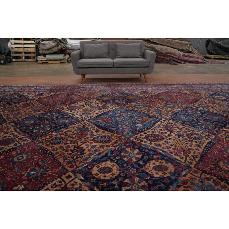Hand Knotted Oriental 100% Kork Wool Carpet Traditional All-Over Oranges & Rust Kerman Area Rug - 18' 2'' X 11' 9''