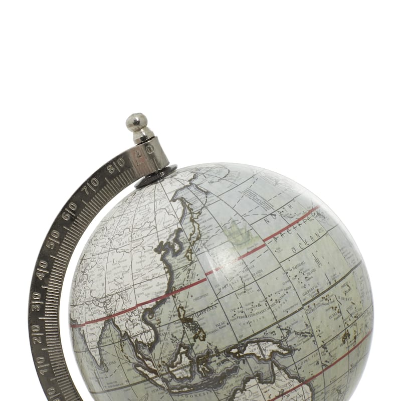 Marble World Map Globe with Marble Base - White - Roche River Decor