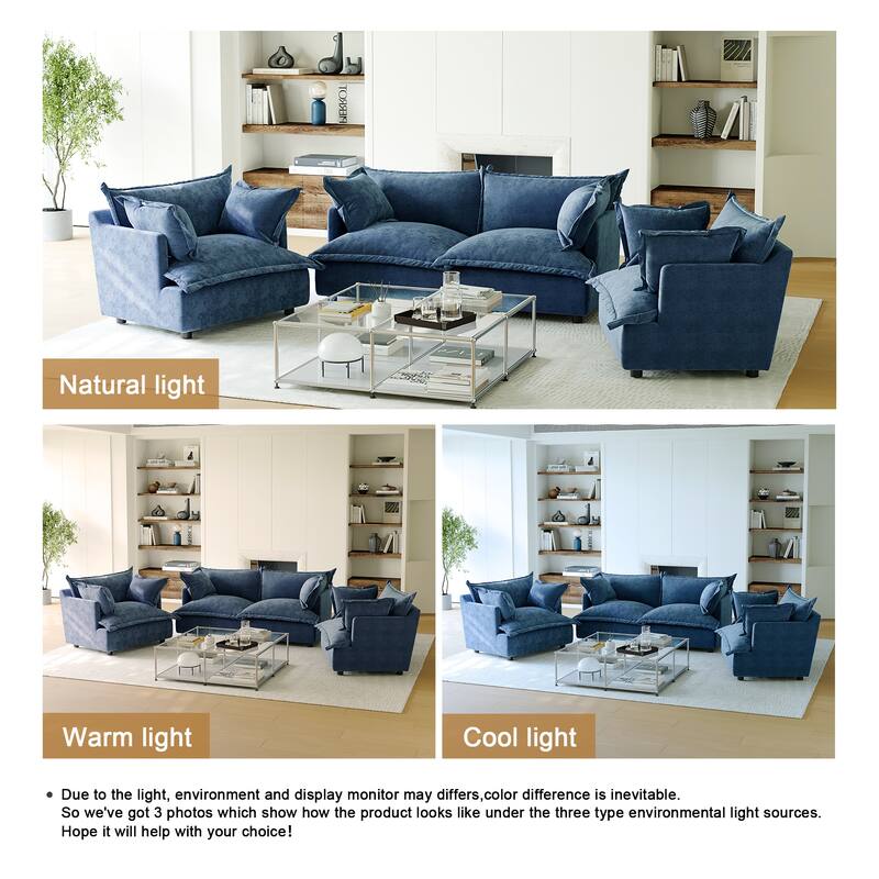 Comfy Cloud Oversized Chenille Modular Sectional Sofa Armchair Set