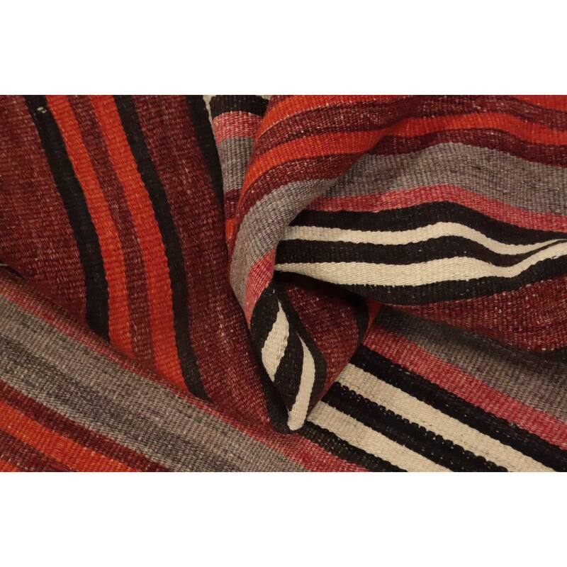 Hand Woven Oriental 100% Wool Carpet Southwestern Geometric Multi-Colored Kilim Area Rug - 9' 3'' X 5' 3''