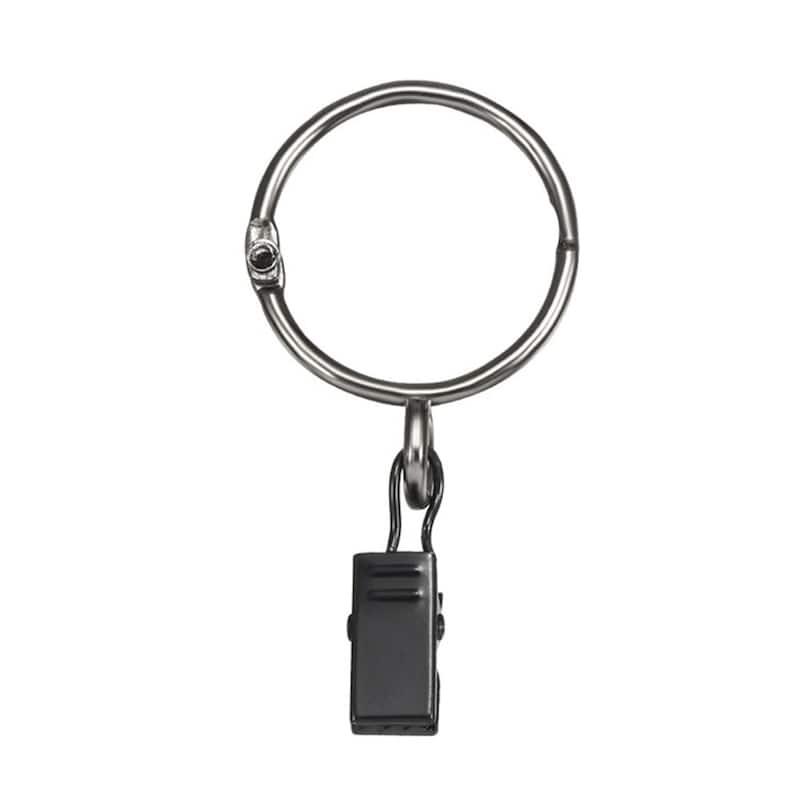 6 Pack Curtain Clips Rings Drapery Shower Ring w Clips 1.26" Interior Dia Black