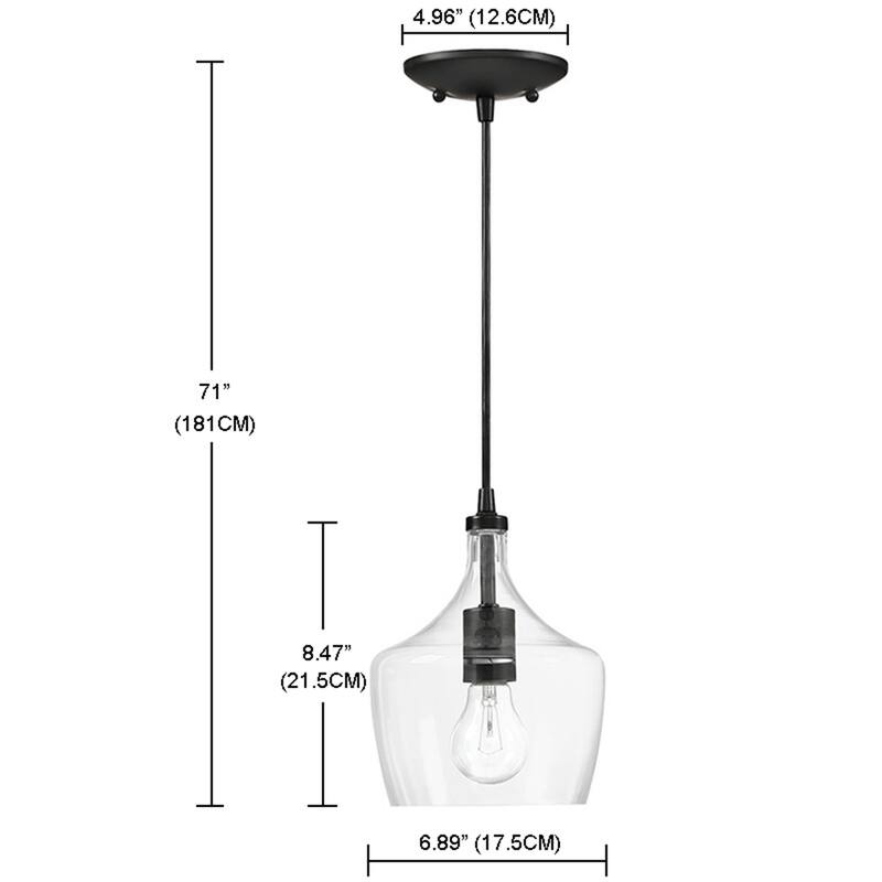 1-Light Kitchen Island Teardrop Clear Glass Pendant（1 or 3-pack can be chosen)
