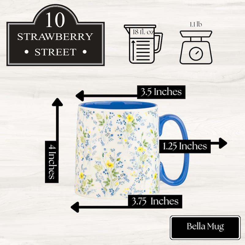 10 Strawberry Street Bella Flora Mugs, Set of 4