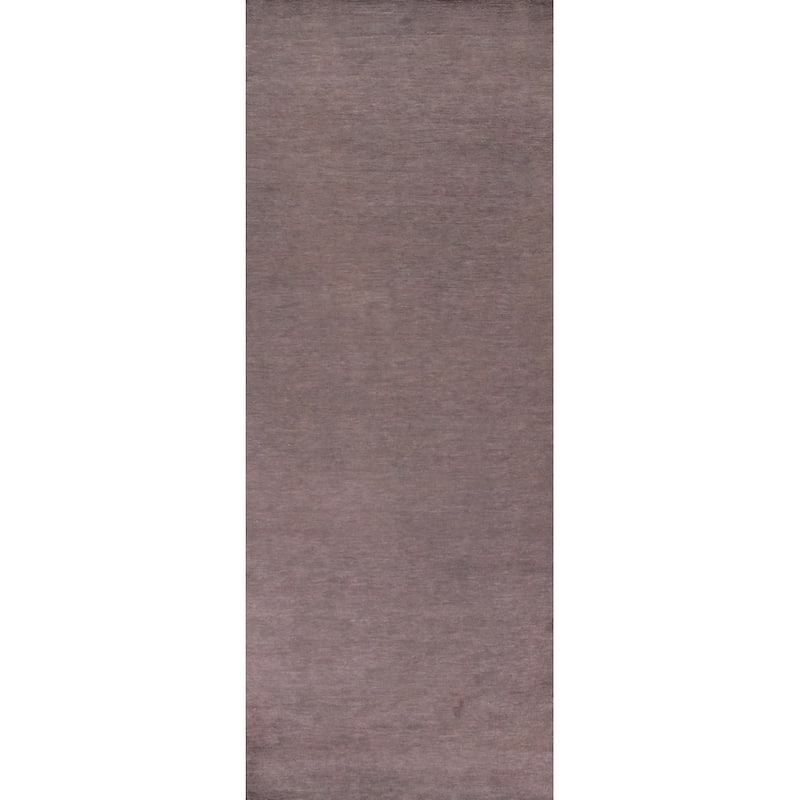 Hand Knotted Oriental 100% Wool Carpet Modern Solid Purples Gabbeh Runner Rug - 10' 2'' X 3' 0''
