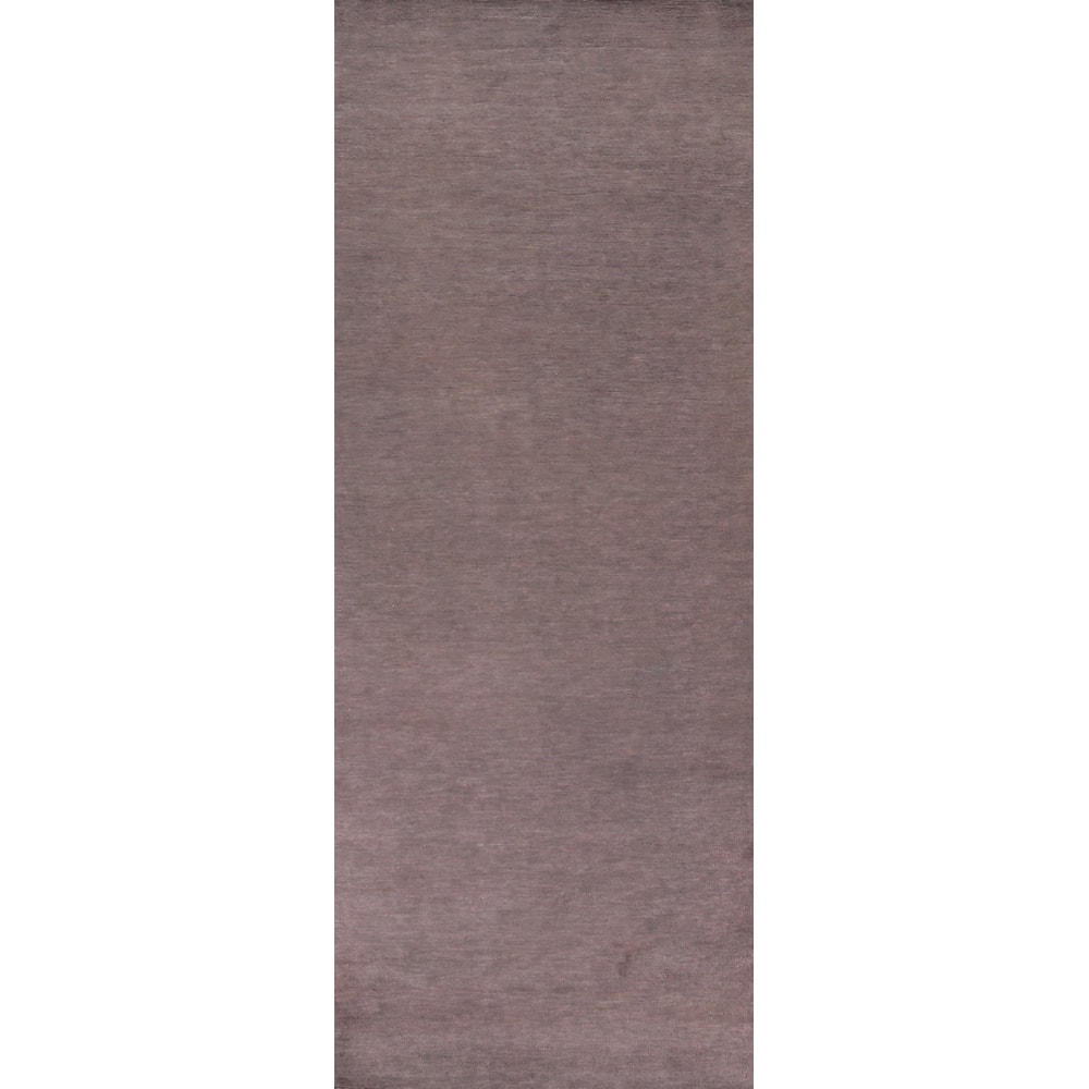 Hand Knotted Oriental 100% Wool Carpet Modern Solid Purples Gabbeh Runner Rug - 10' 2'' X 3' 0''