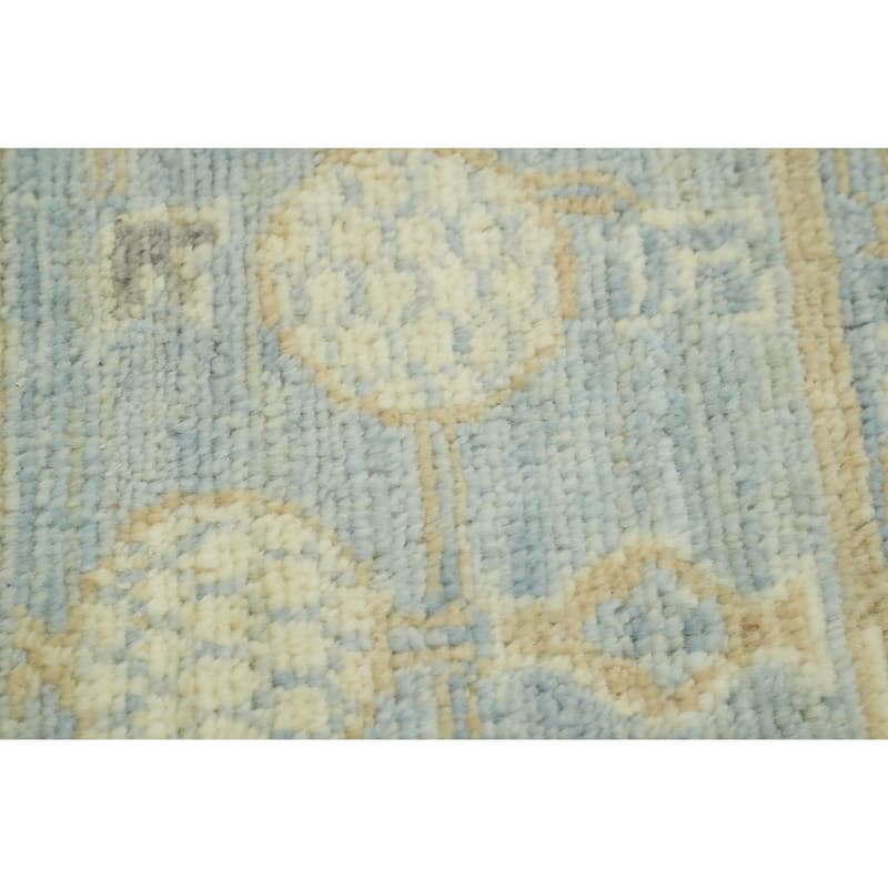 Vegetable Dye Wool Oushak Turkish Area Rug, Floral Geometric Carpet - 9' 8'' X 8' 0''