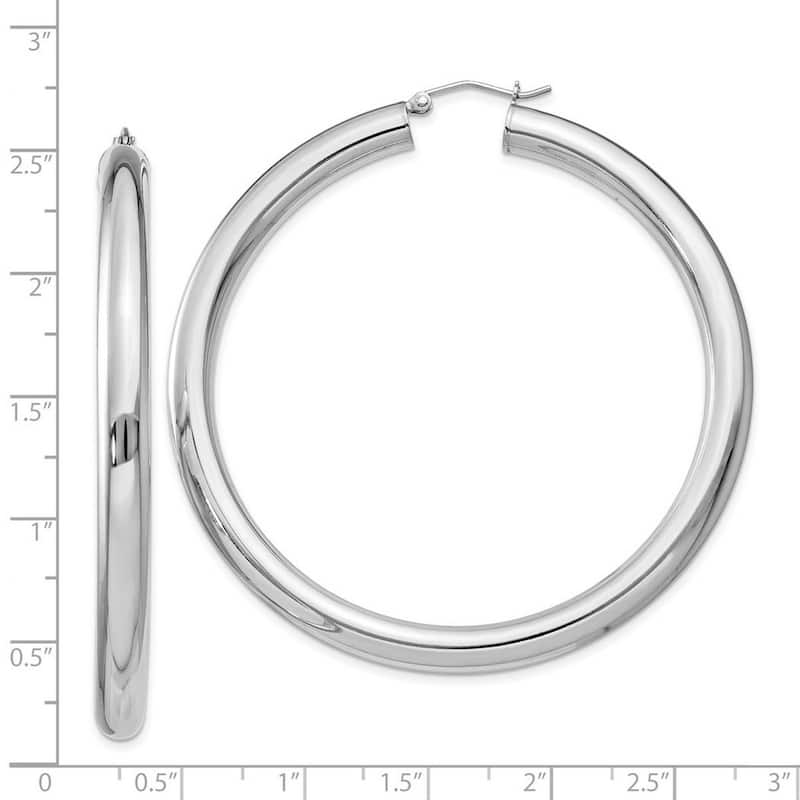Curata 925 Sterling Silver Hollow 62x5mm Polished Hoop Earrings