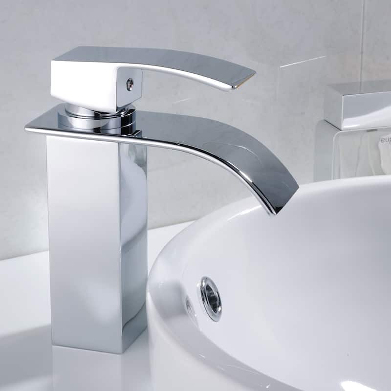 Modern Single Handle Waterfall Bathroom Sink Faucet with Rust and Corrosion Resistance, Anti Fingerprint, Single Hole