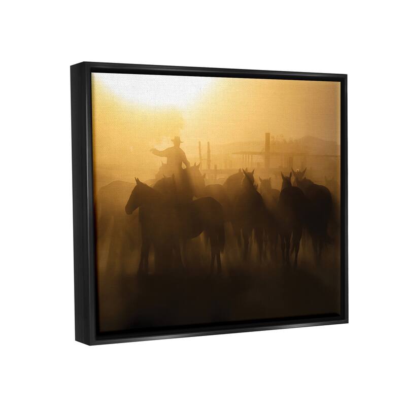 Stupell Western Cowboy at Dusk Framed Floater Canvas Wall Art Design by PBurchettePhoto