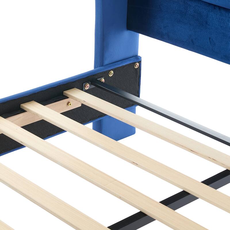 Christopher Knight Home - Amara Traditional Velvet Upholstered Sleigh Bed with Wingback Headboard & Scroll Footboard, King Size