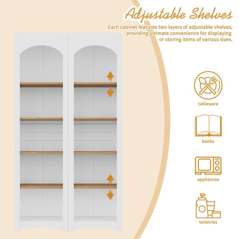 Free Standing 5 Tier Bookshelves Set of 2, Farmhouse Two-Tone Storage Cabinet - 39.3" W × 12.4" D × 72" H