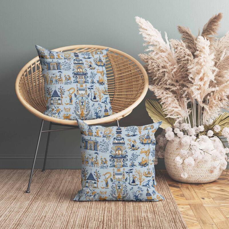 Imperial Elegance Faux Suede Reversible Throw Pillow Blue and Orange