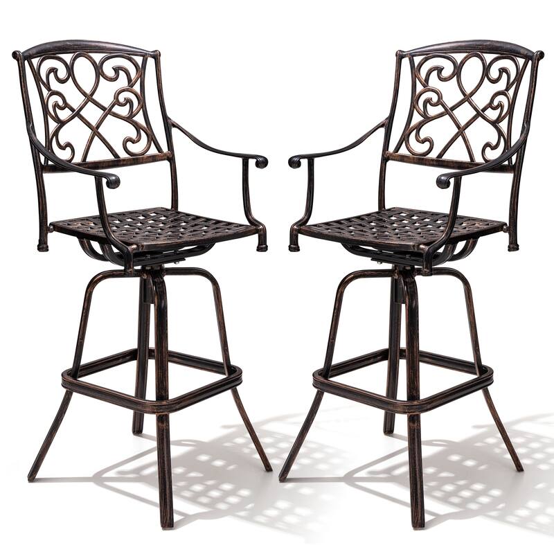 Crestlive Outdoor Patio Bar Height Swivel Bar Stool with Sunbrella Cushion
