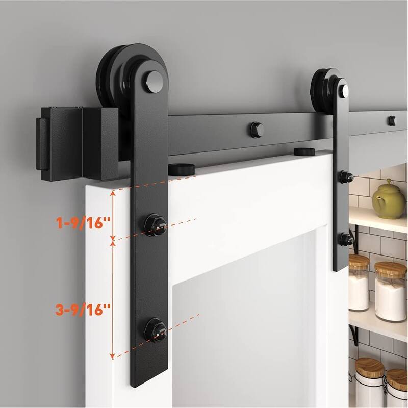 WINSOON 4-16 FT Sliding Barn Door Hardware Track Kit for Single Door I Style Rollers
