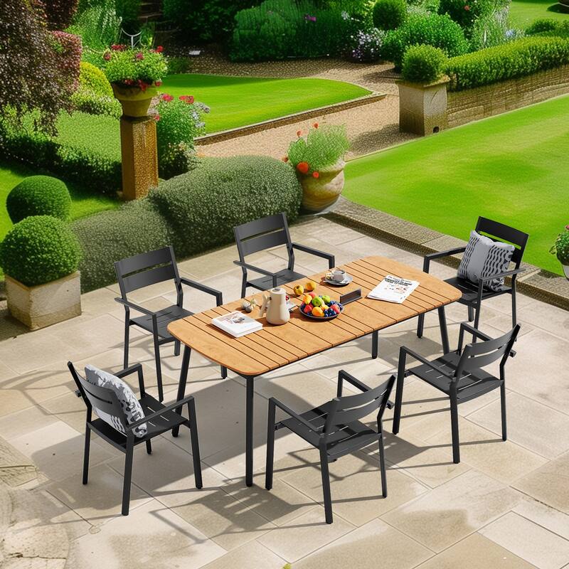 Pellebant Patio Dining Table Rectangular Aluminum Outdoor Table