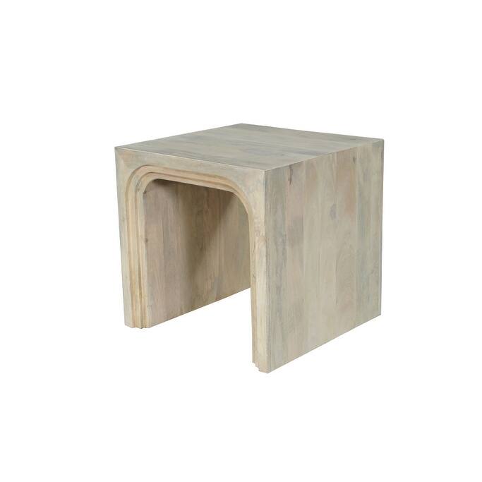 HomeRoots 24" White Solid Wood Square Sled End Table - 24.00 in. x 24.00 in. x 24.00 in.