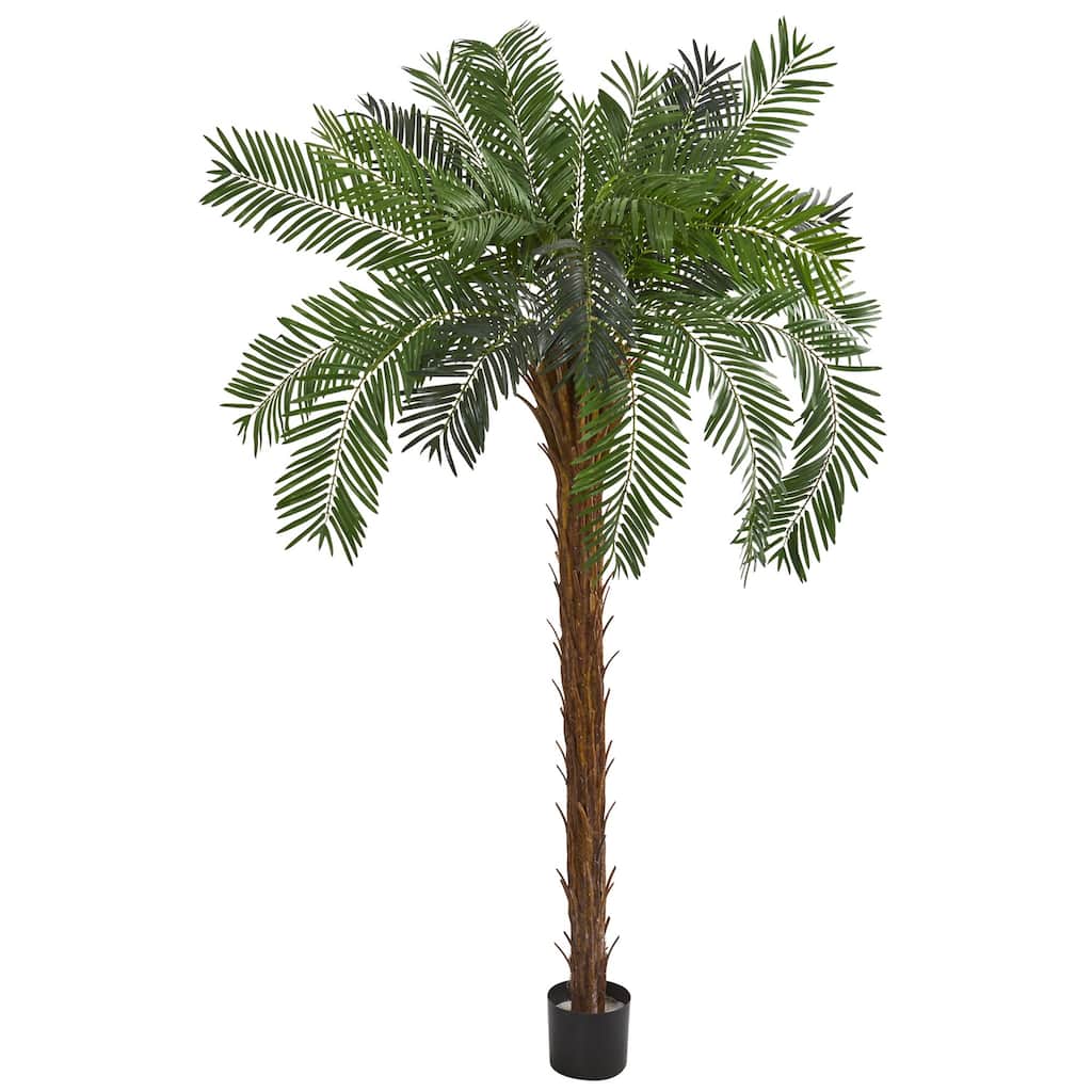 7ft Artificial Palm Tree - Coastal Craftsman Tree with Brown Trunk & Green Leaves - Large Room Decor - 51-60 Inches