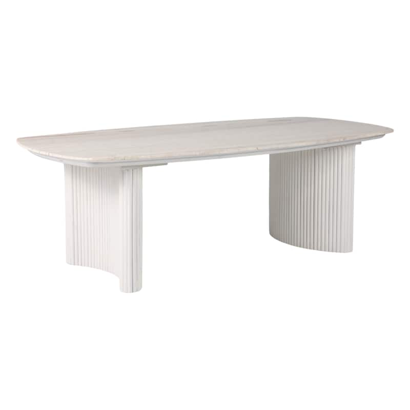 Wood Accent Table Fluted Base Curved Legs Modern Design Sculpted Frame