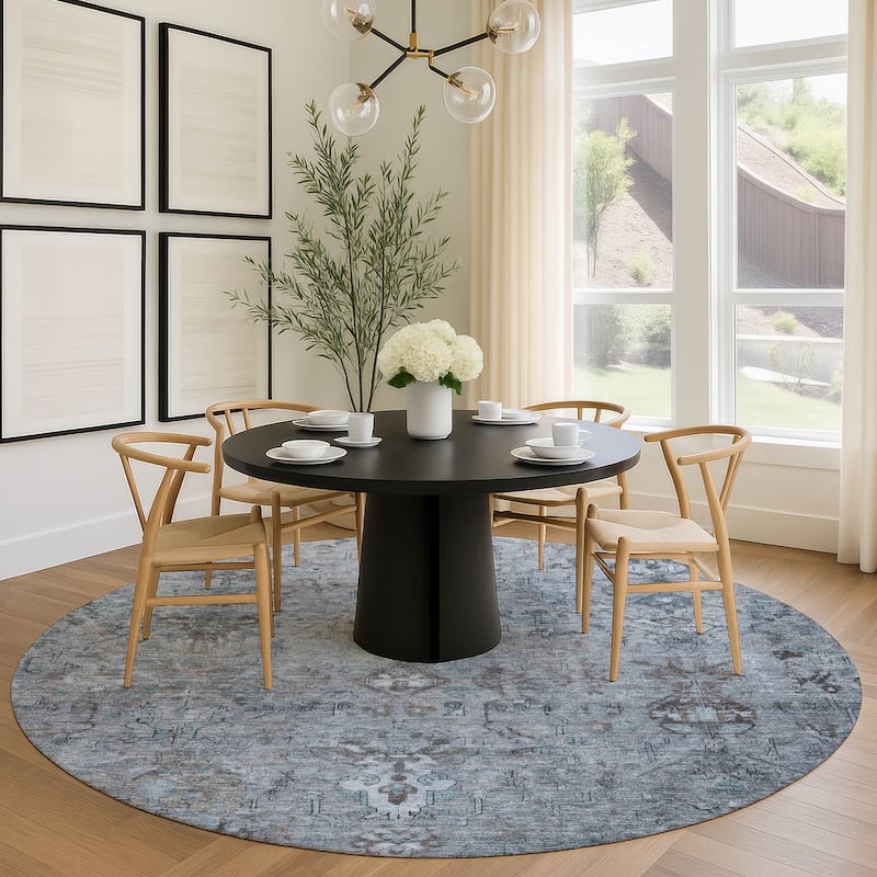 Machine Washable Indoor/ Outdoor Traditional Serenity Chantille Rug