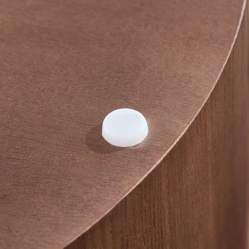 35.43 inch Walnut Round Coffee Table with Solid Wood Ribbed Wave Trim,MDF+ Wood Veneer Table for Living Room,Apartment,Office