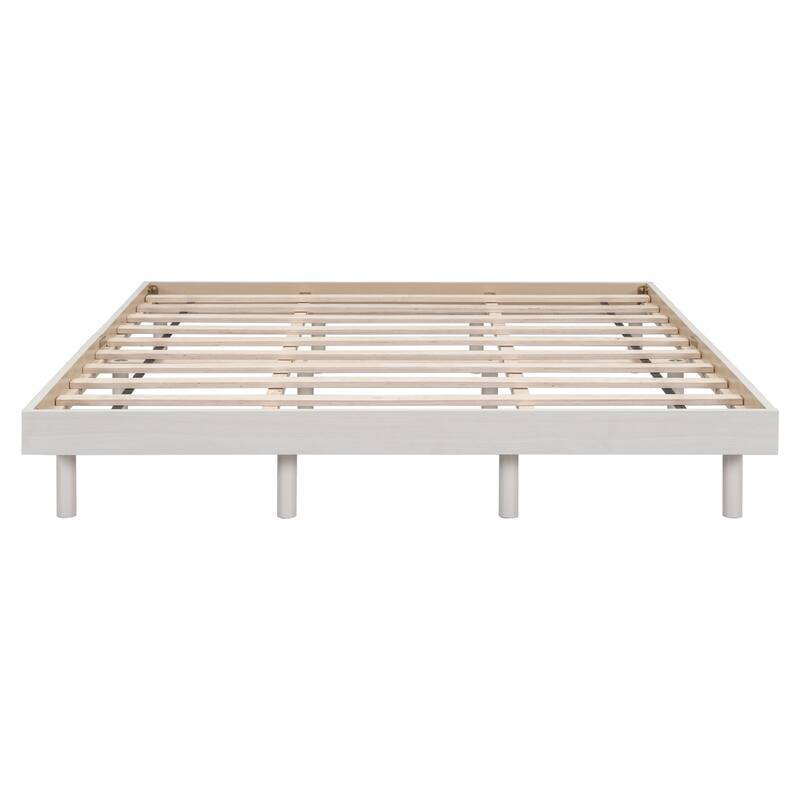 Modern Design Queen Floating Platform Bed Frame for White Washed Color