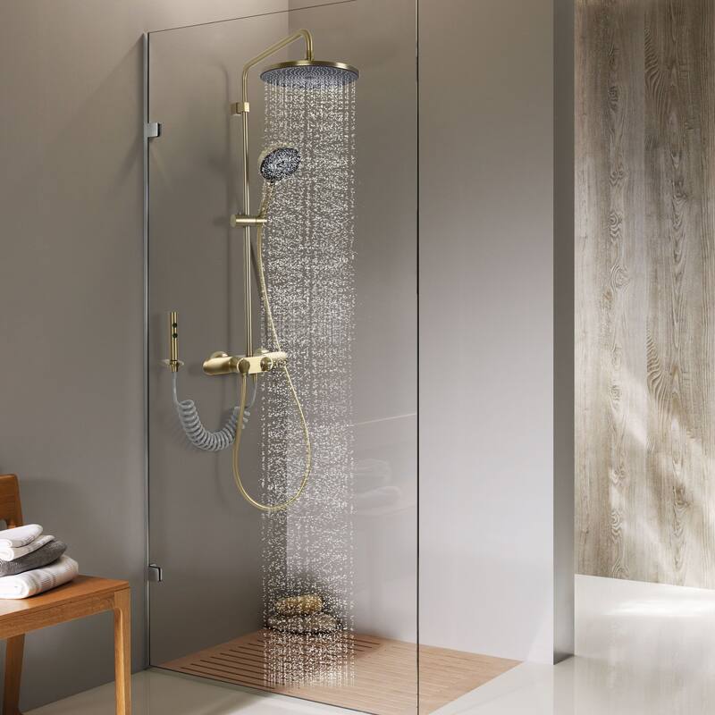 Wall-Mounted Complete Shower System with Rough In-Valve