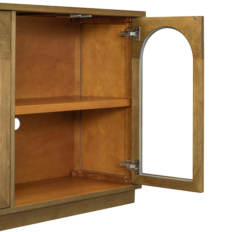 4-Door Arched Glass Buffet Sideboard with Adjustable Shelves by Harper&Bright Designs
