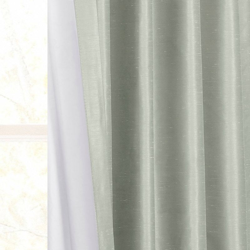 Ex. Fabrics Silver Faux Textured Dupioni Silk Curtain (1 Panel)