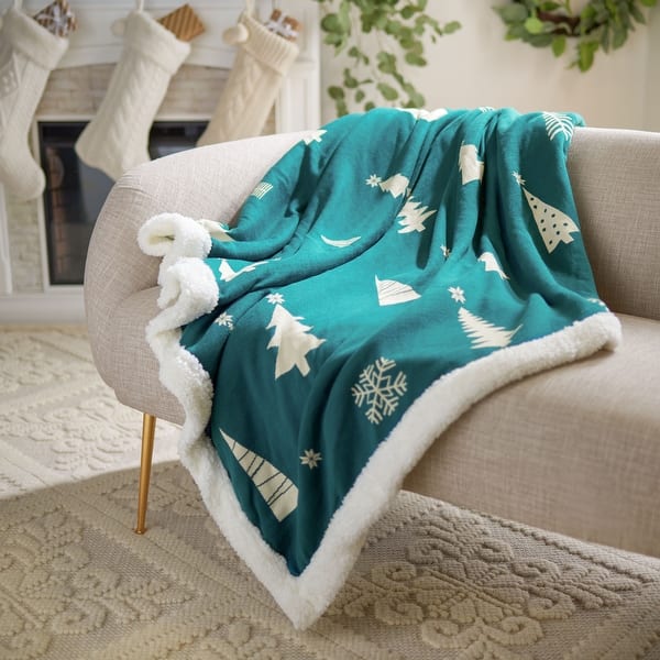 slide 2 of 3, SAFAVIEH Holiday Cedar Sherpa 50 x 60-inch Throw Blanket