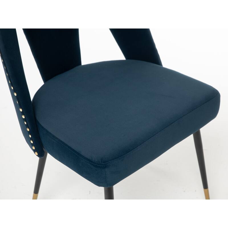 Velvet Upholstered Dining Chair with Nailheads