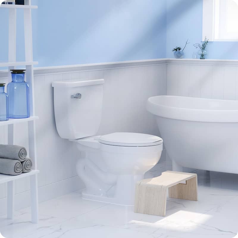 Squatty Potty Oslo Oak Folding Toilet Stool, Compact Stylish and Space-Saving Design for Better Bathroom Posture