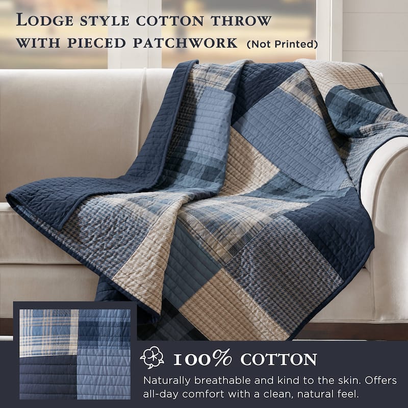 Woolrich Winter hills Tan Cotton Thread Count Printed Quilted Throw