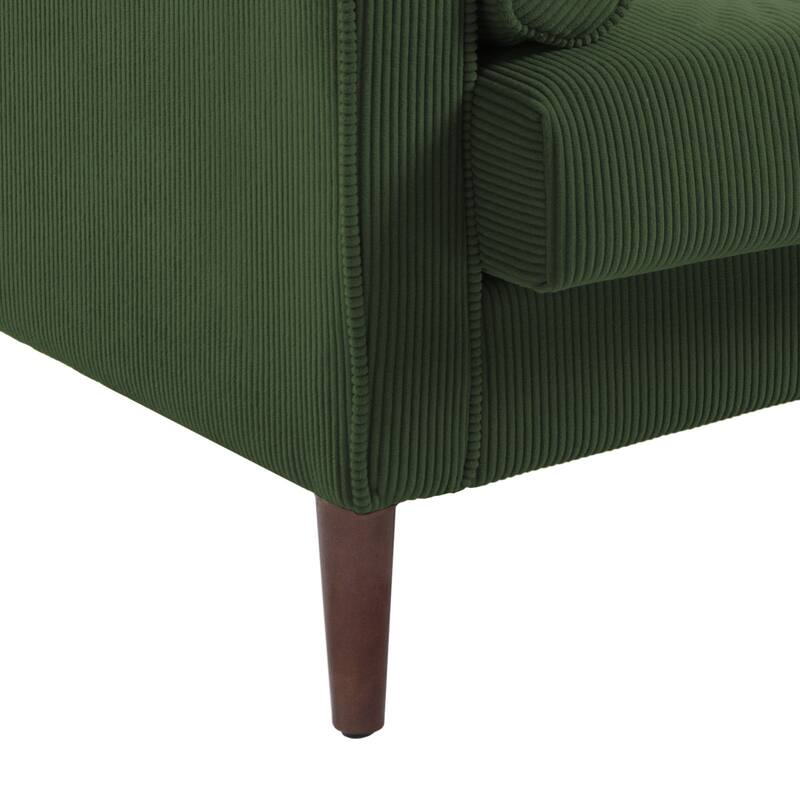 Corduroy Upholstered Armchair with Bolster Pillows Set of 2