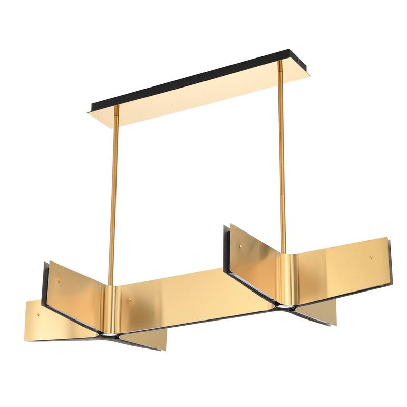 7-Light Brass Plated Double Cross LED Chandelier