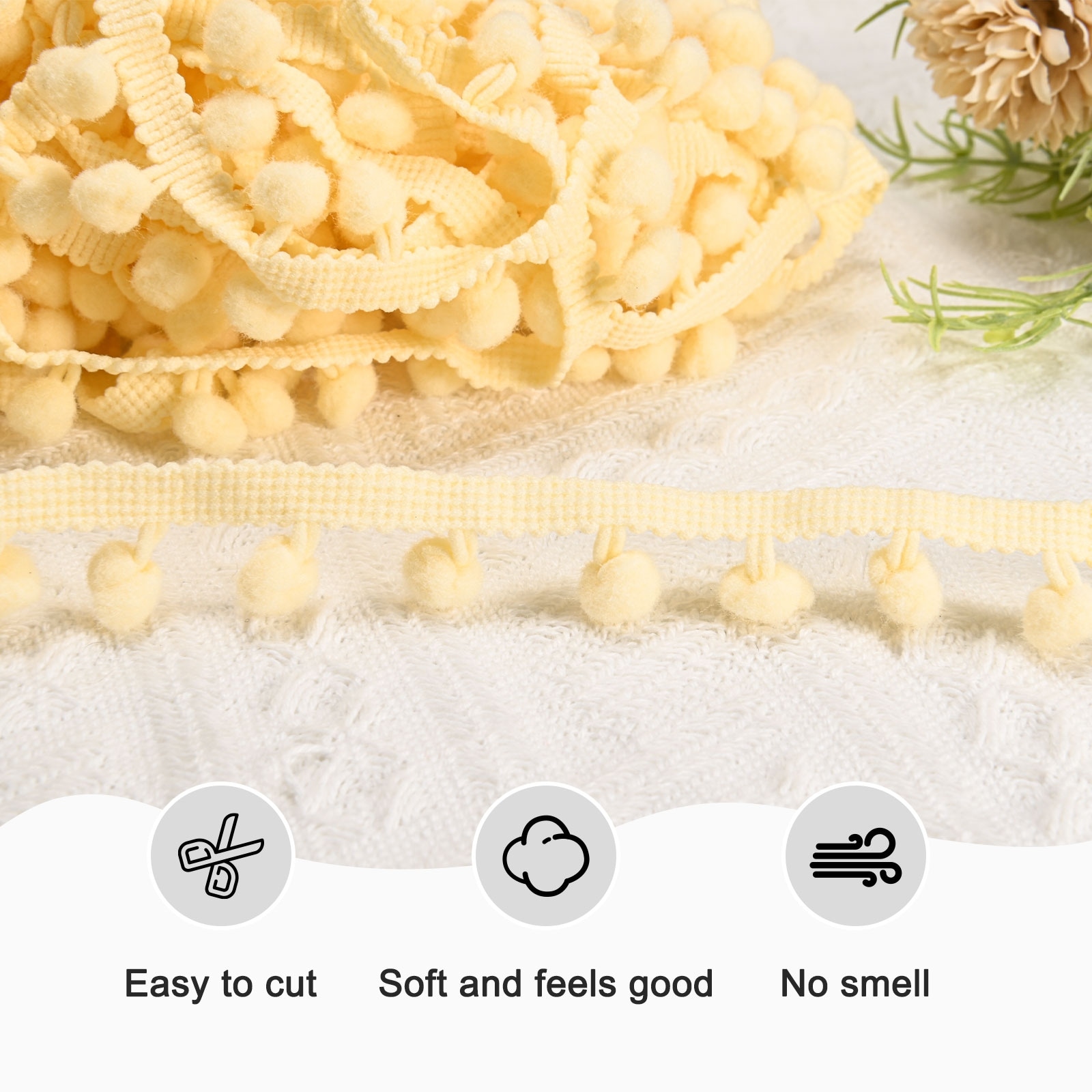 Pom Pom Ball Fringe Trim, Ball Fringe Trim Ribbon Sewing Accessory for Home Decoration/DIY