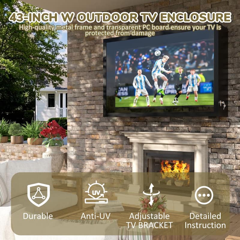 VEIKOUS 43" Outdoor TV Enclosure Weatherproof, Full Motion TV Bracket, All-Weather Protection