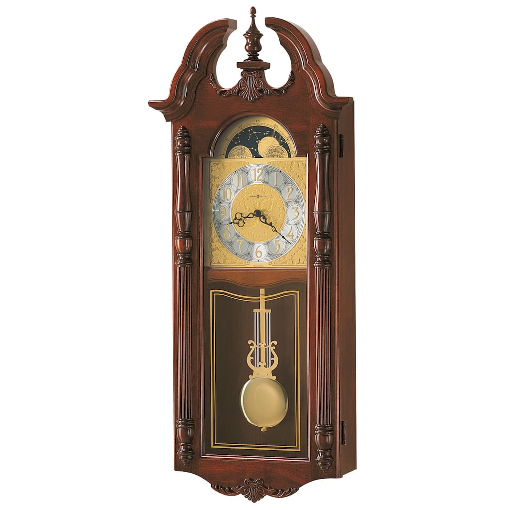 Howard Miller Rowland Grandfather Clock Style Chiming Wall Clock with Pendulum, Vintage, Old World, Classic Design