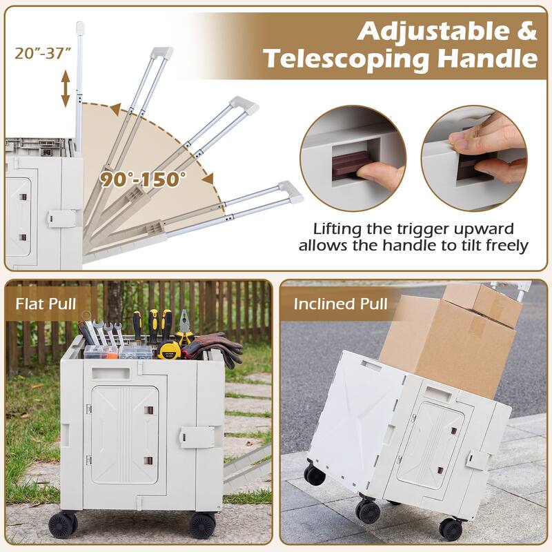 Gymax Foldable Utility Cart on 4 Rotate Wheels w/Telescoping Handle