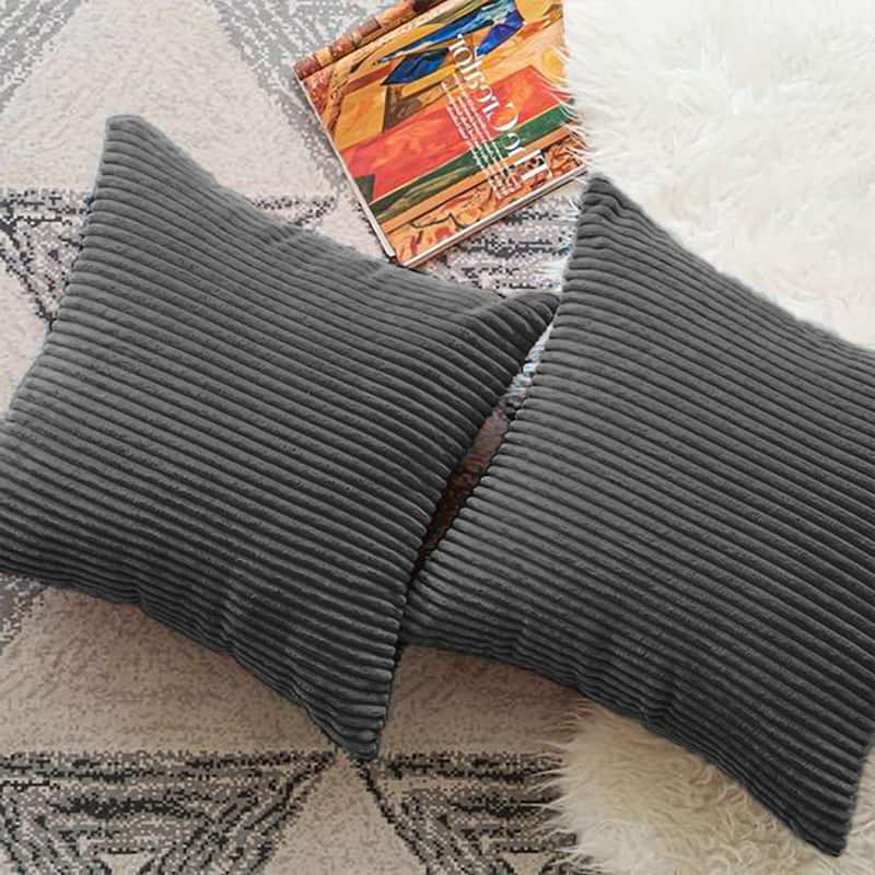 Set of 2 Decorative Corduroy Throw Pillows for Couch & Bed