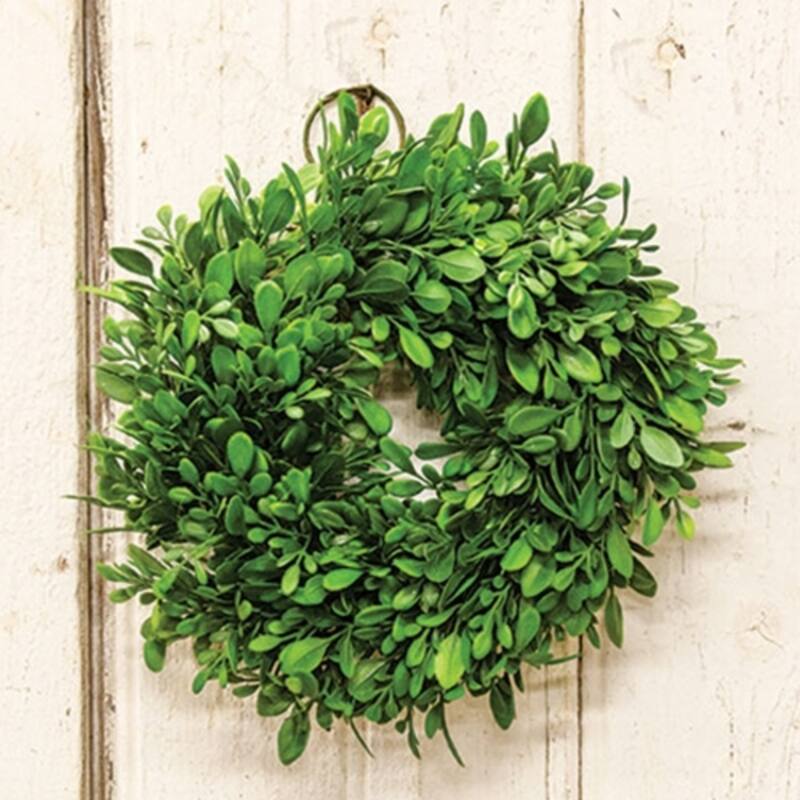 Evergreen Boxwood Wreath 9In Artificial Greenery Decor