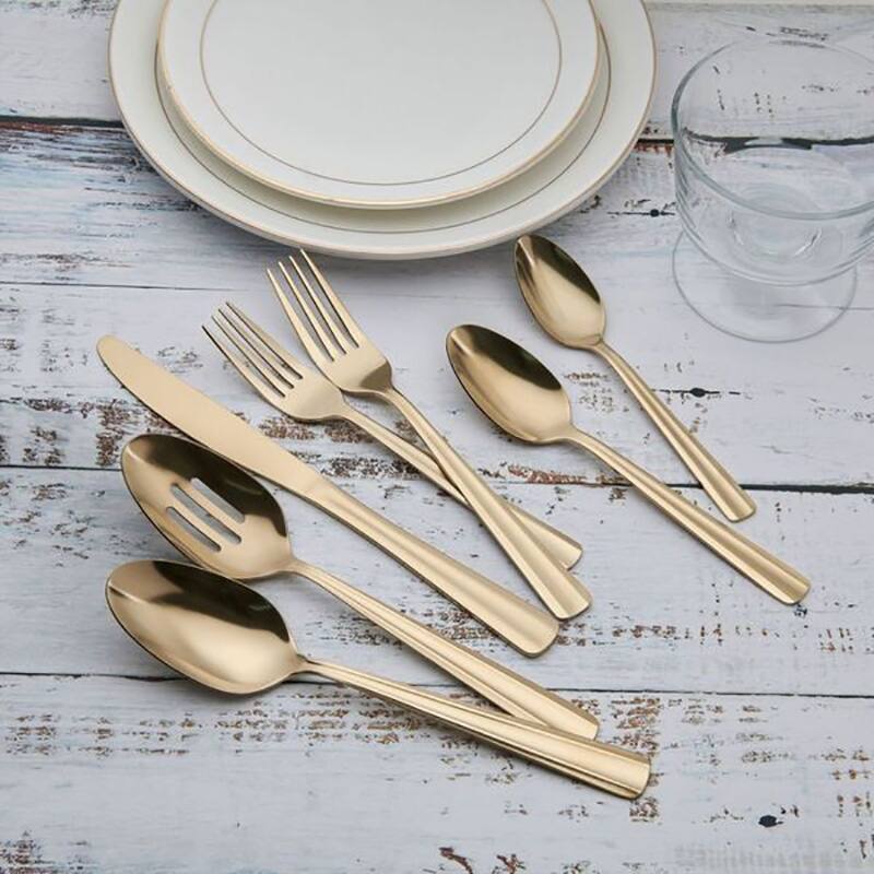 Ornative ALICJA Stainless Steel 42 Pieces Flatware Set with Buffet - 10.71" H x 14.37" W x 1.77" D