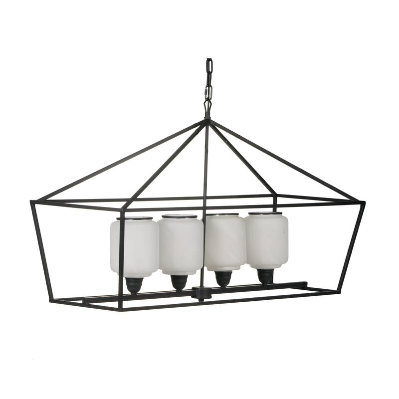 41.7x14.2x23.8" Iron Chandelier, Sleek Industrial Style Hanging Light Fixture, Bulb Not Included