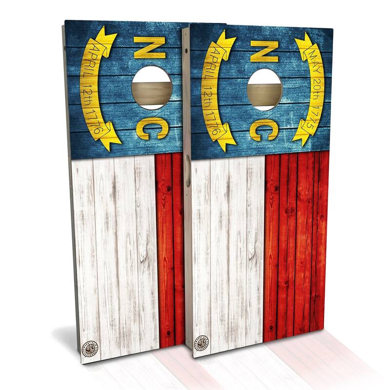 North Carolina Flag Outdoor Cornhole Board Set - Premium 2x4 - Include Case + Hole Lights