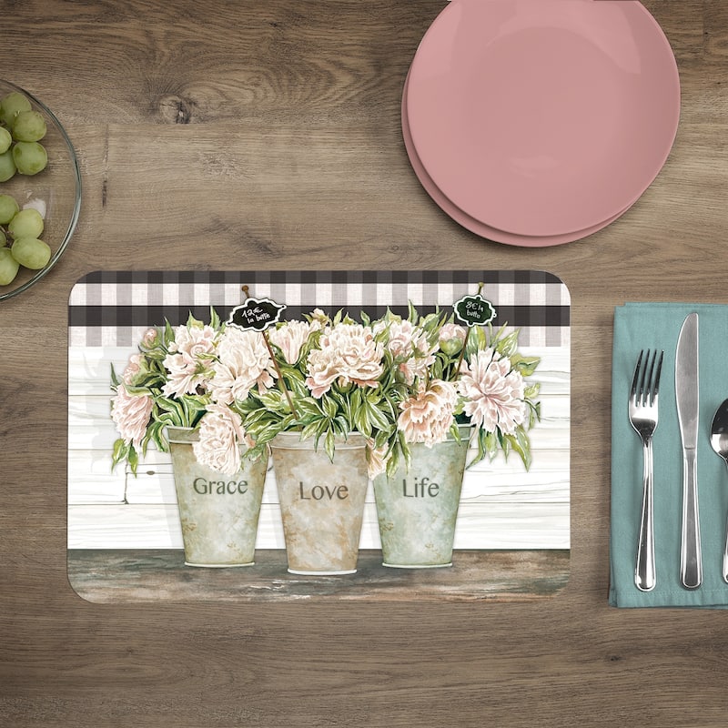 Reversible Wipe-clean Counterart Placemats Set of 4 - Vintage Farmhouse