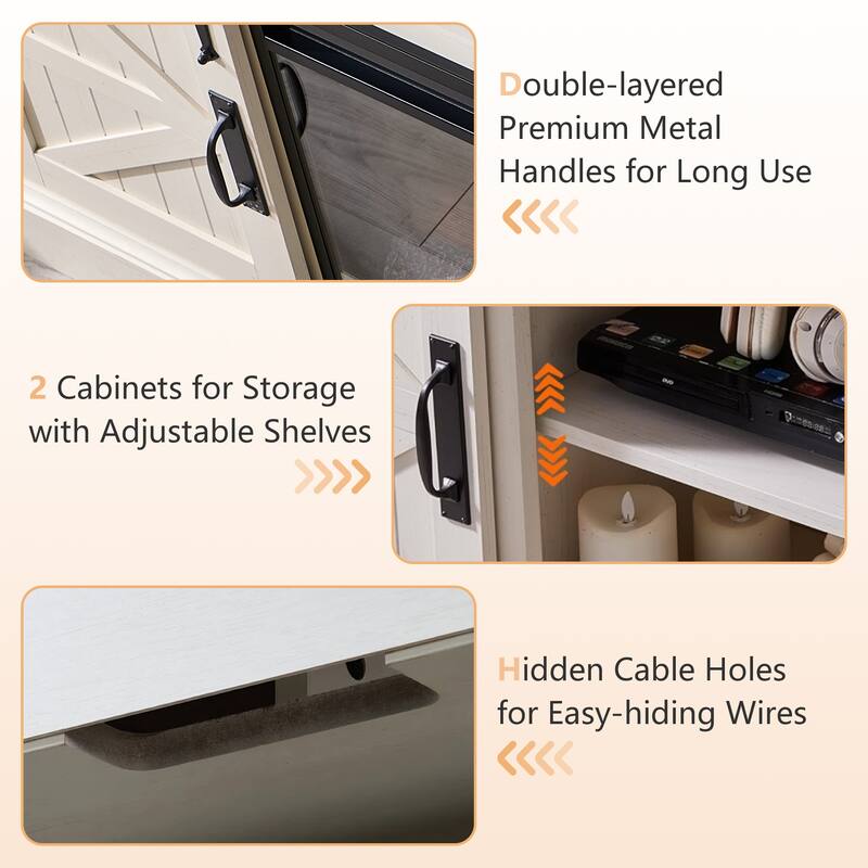 Fireplace TV Stand,Farmhouse Entertainment Center w/Sliding Barn Door