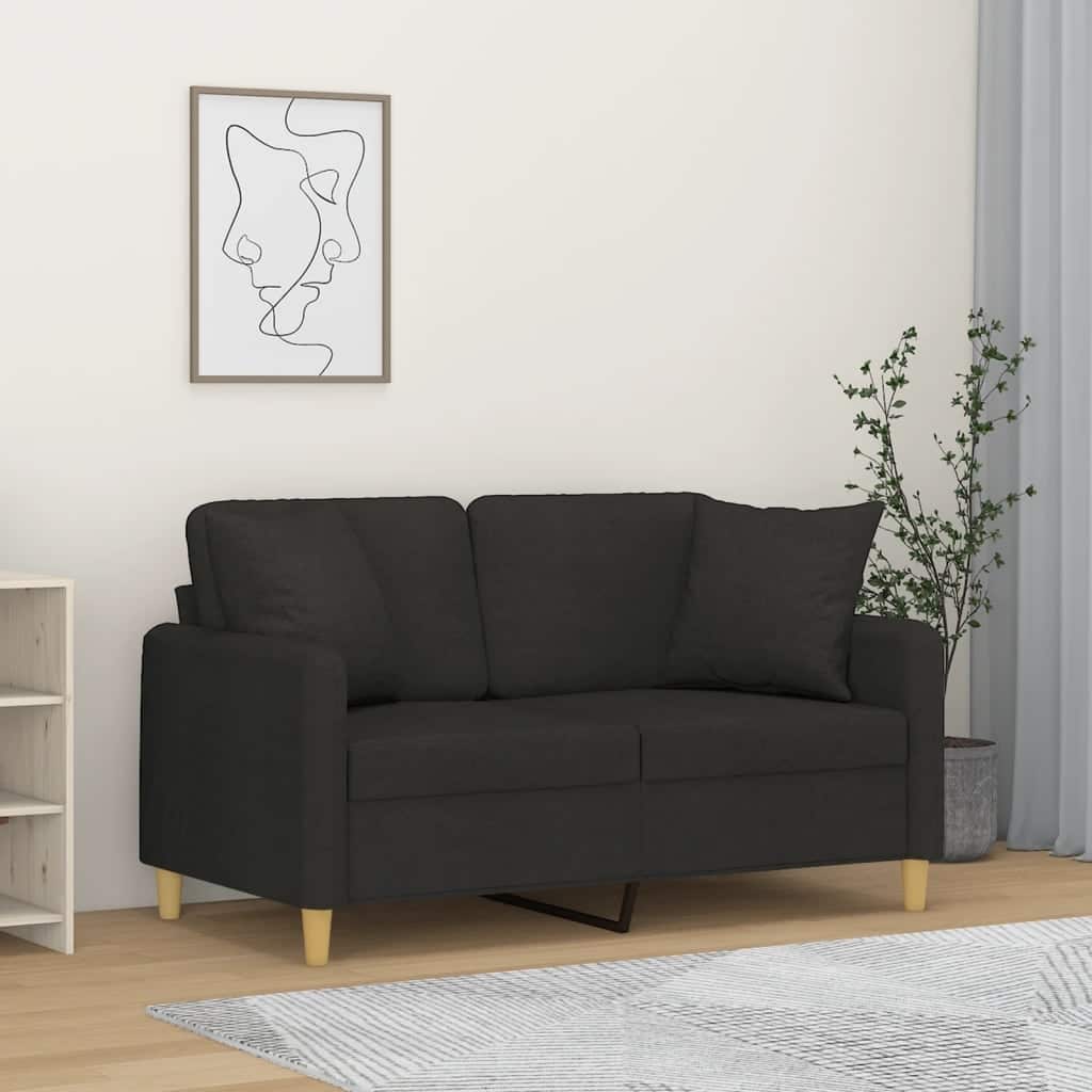 vidaXL 2-seater Sofa Black Fabric (100% polyester) 2-seater - 54.3 x 54.3 x 31.5 inches