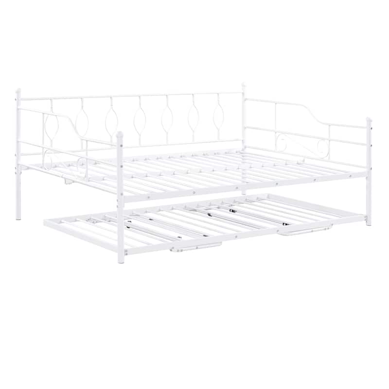 Full Size Platform Bed Frame, Metal Daybed with Twin Size Adjustable ...