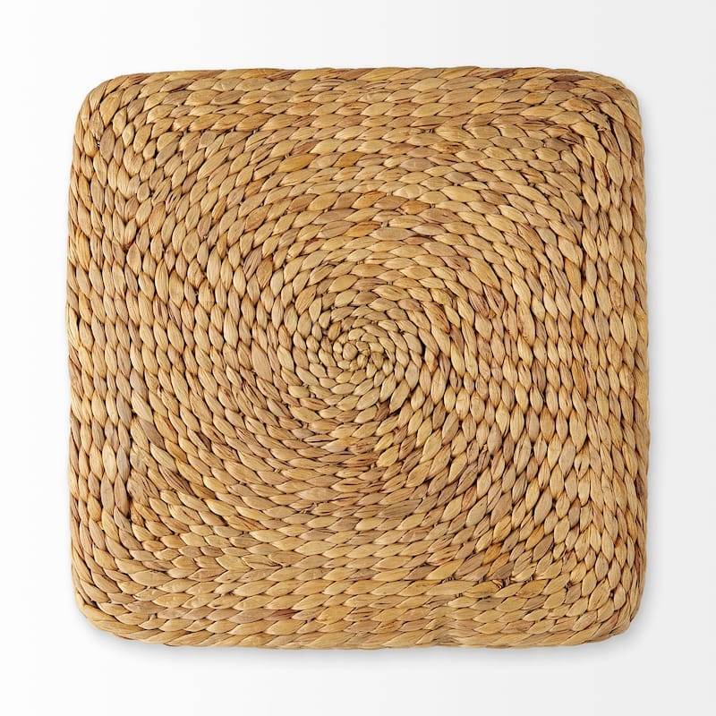 Mercana "Maya" Brown Striped Seagrass Round Coffee Table Pouf